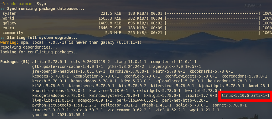 kernel being updated